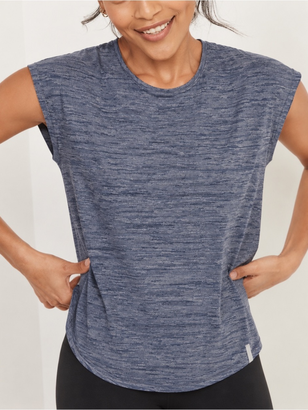 Columbia Space Dye Keyhole Back Active Top Gray Workout Gym Athletic Cap Sleeve